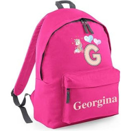 Hoolaroo Personalised Unicorn Letter Backpack for Girls Large 18L Kids Rucksack Pink Purple Design School Bag for Nursery and