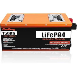 Cloudenergy 24V 150Ah LiFePO4 Battery, Rechargeable LiFePO4 Lithium Ion Phosphate Deep Cycle Battery with BMS, Perfect for RV,