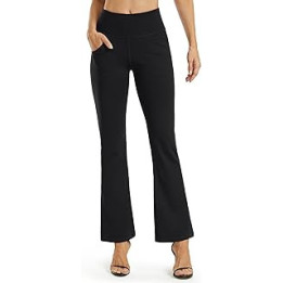 Bootcut Yoga Pants with Pockets Women Sports Trousers High Waist Workout Bootleg Tummy Control Work Pants for Work & Casual