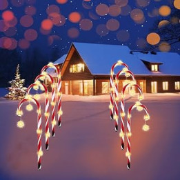 Christmas Candy Cane Light, Christmas Solar Lights Outdoor Garden Candy Cane, Xmas Candy Cane Lights with Star, Christmas Candy