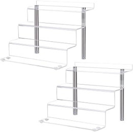 ECOSEAO Acrylic Riser Display Shelf, 4 Tier Display Riser for POP Figures, Tiered Display Small Stand Risers for Display,