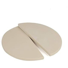 YNNI KAMADO PAIR (2) Extra Thick High Temperature Half Moon Pizza Stones Heat Deflector BBQ 35.5cm TQHMPS355