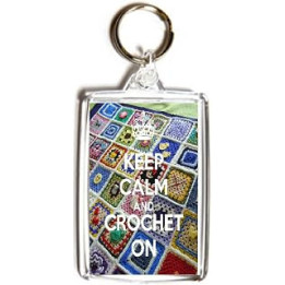 Keep Calm and Crochet On - Double Sided Large Keyring