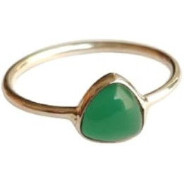 Natural Green Onyx Ring 925 Sterling Silver Trillion Shape Gemstone Minimalist Stackable Charming May Birthstone Jewelry Women