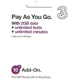 (Unlimited) Three Mobile Sim Card 2GB of High-Speed Data (Then Unlimited Normal Data) + Unlimited Calls & Texts for 30-Days