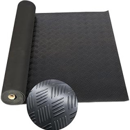 tonchean Garage Floor Mat 5x1M Rubber Flooring Roll Non Slip Checker Plate Matting Heavy Duty Gym Flooring Rubber Matting