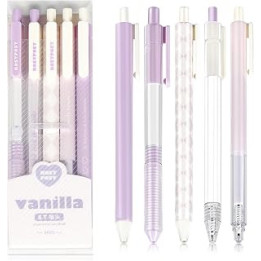 LAOJU Ballpoint Pen 5PCS Retractable Ballpoint Pens 0.5MM Tip Black Ink Pen Stationary Supplies for School and Office