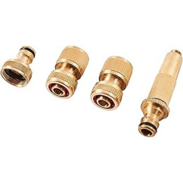 Amtech U2520 Brass Hose Fittings, 4Pc Includes Spray Nozzle, Threaded Tap Connector, Female Hose Fittings with and Without