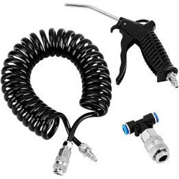 eROOSI Duster Cleaning Gun Kit, Blow Dust Gun, Air Blow Gun with 5 Metre (5 * 8mm) Coiled Hose and 2x6mm Small Euro T-Shaped