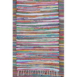 UAREHOME 100% Recycled Cotton Handmade Mat Multi Coloured Chindi Floor Rag Rug (Chindi60X120)