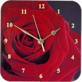 Red Rose Wall Clock (19cm x 19cm)