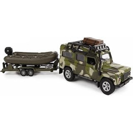 Kids Army Land Defender 4x4 With speed boat Army Vehicle Diecast