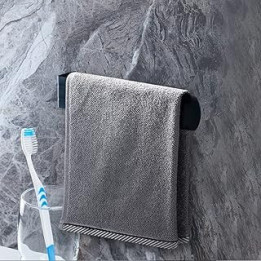 Towel Rail Self Adhesive for Bathroom Hand Towel Holder 304 Stainless Steel Towel Rail (Black)