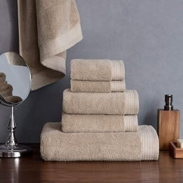 Welhome Madison Bathroom Towels | 6 Piece Set | Innovative Hygro-Cotton Technology | 2 Bath Towels 2 Hand Towels 2 Washcloths |