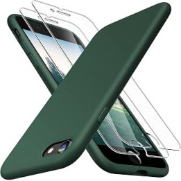 TOCOL 3 in 1 for iPhone SE 2020/2022 Case, iPhone 7/8 Case, with 2 Pack Tempered Glass Screen Protector, Liquid Silicone Slim