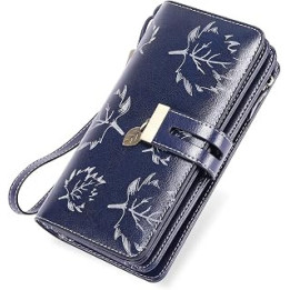 Ladies Purse RFID Blocking Women Purses Large Capacity Ladies Leather Wallets with 24 Credit Card Slots, Ladies Clutch Long