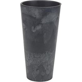 URBNLIVING Large Tall 30cm Concrete Effect Flower Plant Pot Indoor Outdoor Garden Planters (Black)