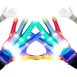SUNtoys LED Flash Gloves Toys for 3-12 Year Olds Kids(5 Colours/ 6 Modes)-Idea Halloween for Kids