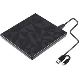 USB 3.0 &Type C DVD Drive, Portable Slim CD Burner Driver Drive-free High-speed Read-write Recorder External DVD-RW Player For