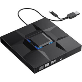 Jikoiuty External CD and DVD Player Game Burner DVD External USB 3.0 Type C CD Writer Reader for PC Laptop Desktop