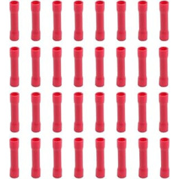 Ruidee 100Pcs 22-16 AWG Wire Connectors Insulated Butt Splice Terminals Electrical Crimp Connectors(Red/UPTH)