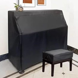 Mavcobo Upright Leather Piano Cover Protective Piano Dust Cover Piano Cover with Stool Cover for Home Block Sunlight Moisture