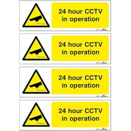 •Safetyking® Pack Of 4 Cctv Sign Stickers 10 X 6.5 Cm – Waterproof Security Camera Self Adhesive Small Cctv Stickers -( 24 Hour