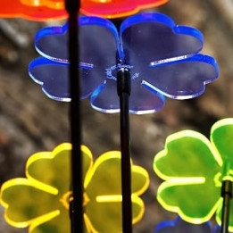 Sun Catcher Garden Decor Glowing Double Blossoms Ornaments Set of 5 Garden Stakes 25cm/9.8 inches high Indoor Outdoor Yard