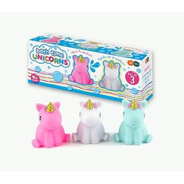Buddy & Barney - Bath Toy Water Squirters SET OF 3 Unicorns. 2 x Water Squirting and 1 x Flashing LED Light-Up Unicorn.