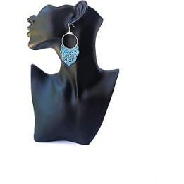 Blue Boho Summer Macrame Earrings Swimsuit Accessory
