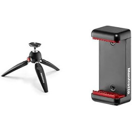 Manfrotto MTPIXIEVO-BK, PIXI EVO 2-Section Mini Tripod for Mirrorless cameras, Compact System Cameras & MCLAMP, Universal