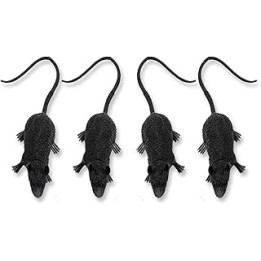 AKH® Halloween Rubber Fake Rats | Pack of 4 | Creepy Rat Props for Halloween Party Decoration | 11CM Black Plastic Mouse | Toys
