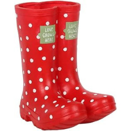 Jones Home & Gift Polka Dot Red White 21cm Welly Boots Planter Plant Pot Gardening Ornament Gift, M (LG_31322)
