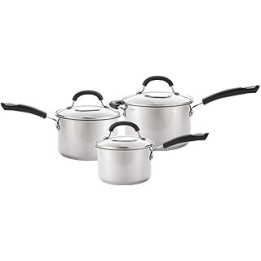 Circulon Total Stainless Steel 3 Piece Saucepan Set | Non Stick Saucepans with Lids | Induction Saucepans Suitable for All Hob