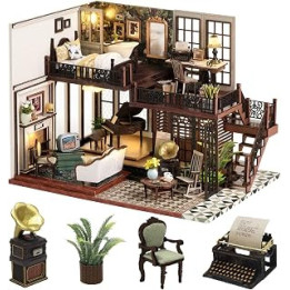 DIY Wooden Dollhouse Handmade Miniature Kit- Leisurely Time Room Model & Furniture (Time Impression)