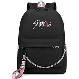 Stray Kids Backpack Children School Bag College Bookbag Black Pink Travel Rucksack Laptop Backpack