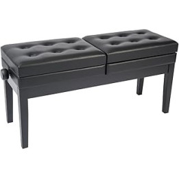 Kinsman Double Adjustable Piano Bench with Storage - Satin Black