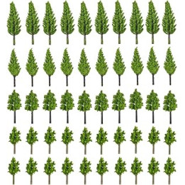 CYH 50 Pcs Mixed Model Trees, Landscape Model Diorama Trees Mixed, Miniature Architectural Landscape Model Railway Trees