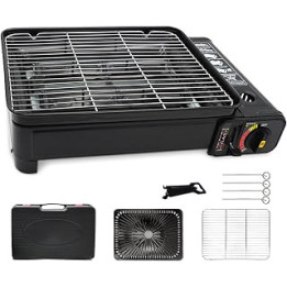 Portable Gas BBQ Camping Grill Set with Grill dish BBQ net - Portable Barbecues with suitcase