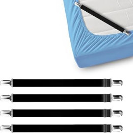 4 PCS Bed Sheet Clips Keep Bedsheets In Place-Corner Bands Suspenders For Fitted Sheets - Mattress Sheets Grippers Holders
