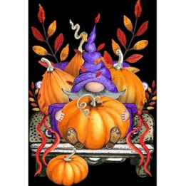 Fall Diamond Art Kits, 5D Gnome Diamond Painting Kits for Adults and Beginner, Pumpkin Full Drill Gem Art Craft for Home Wall