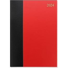 Letts Standard A4 two pages per day 2024 diary - red/black