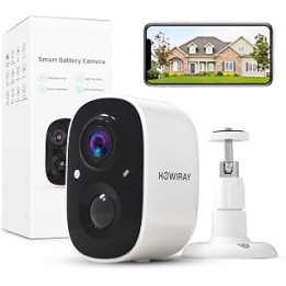 HOWIRAY Wireless Outdoor Security Camera, Battery Powered Cameras for Home Security Wireless WiFi with Night Vision, Motion