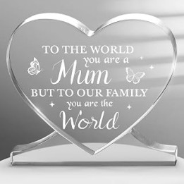 Gifts for Mum, Heart-Shaped Acrylic Plaque Mum Birthday Gifts, Gifts for Mum on Her Birthday, Christmas, Mothers Day, Mum Gifts