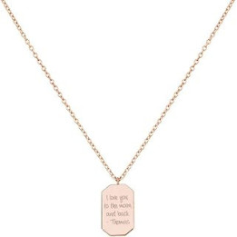 Octagon ID Pendant with Personal Message, Solid Gold Necklace, Yellow White or Rose, Custom-Engraved Tag, Personalized Gift for