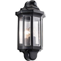 Gr8 Home Half Lantern Wall Light Traditional Outdoor 15W Black Without Pir Garden Lamp