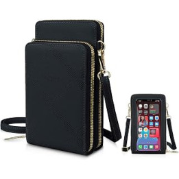 Touch Screen Crossbody Phone Bag,Women PU Leather Phone Shoulder Bag Multifunctional Clear Touchscreen Cross Body Purse with 8