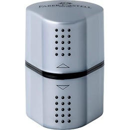Faber-Castell Trio Pencil Sharpener Tub Box GRIP 2001 Silver