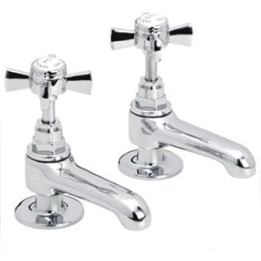 Heritage Dawlish 1/2" Basin Pillar Taps Quarter Turn CD in Chrome TDCC00 (Pair)
