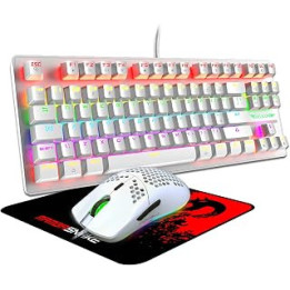 FELiCON RK2 Mechanical Gaming Keyboard Mouse Combo, TKL 80% Percent UK Layout RGB Light Up Tenkeyless Keyboard+6400 DPI